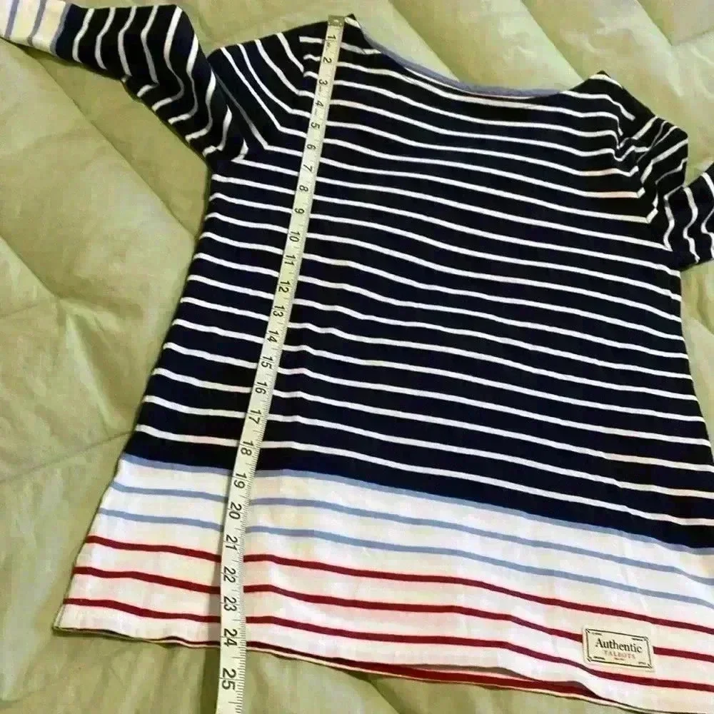 Talbots XS Boat Neck Red, White & Blue 3/4 Sleeve Shirt Top. - Picture 9 of 10